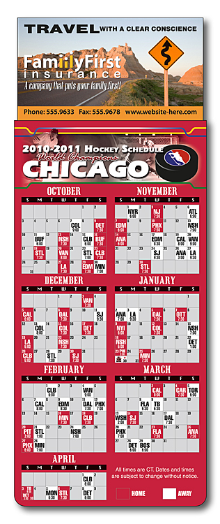Business Card Magnets with Hockey Schedule-44 Business Card Magnets with Hockey Schedule-44