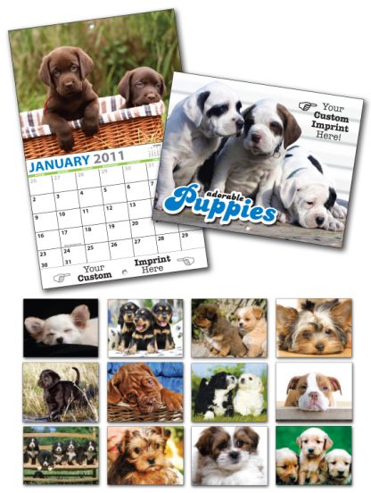 13 Month Custom Appointment Wall Calendar - PUPPIES-377