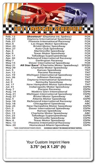 One Day Ship Magnet Sport Schedule - 4x7 NASCAR Round Corners-0